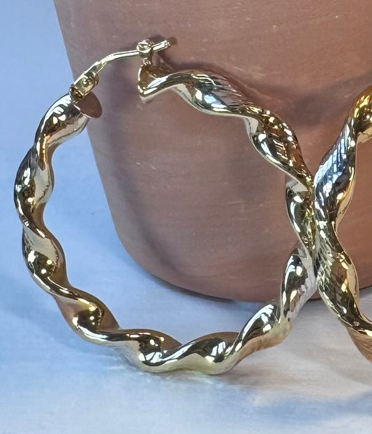 14k Gold Swirl Hoops