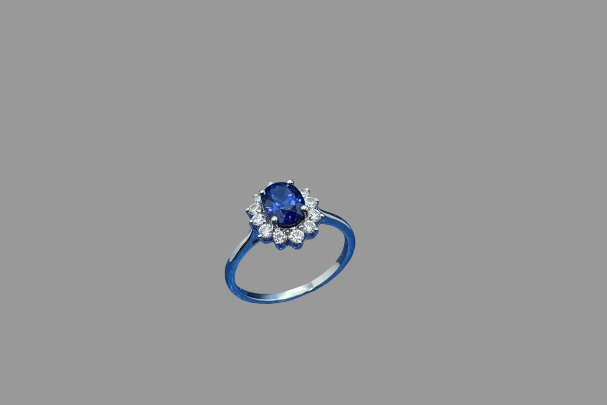 Blue Sapphire Diamond Ring