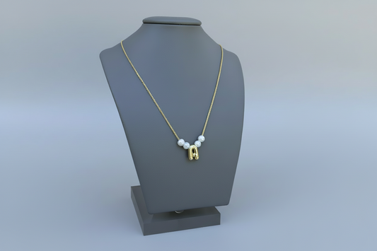 Mini Pearl Bead Initial Necklace