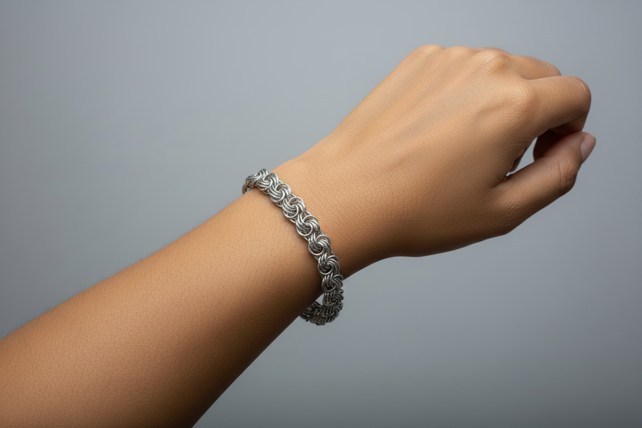 Silver cascading bracelet, rain
